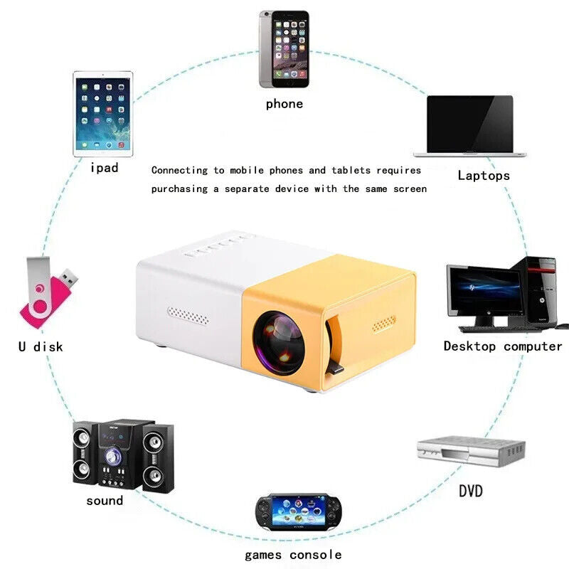 LED Mini Projector Portable 1080P Home Theater Cinema Projector HDMI USB TV